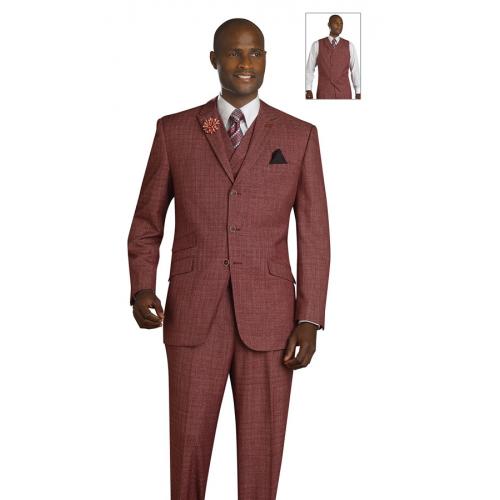 E. J. Samuel Wine Self-Design Super Wool Blend Suit K2